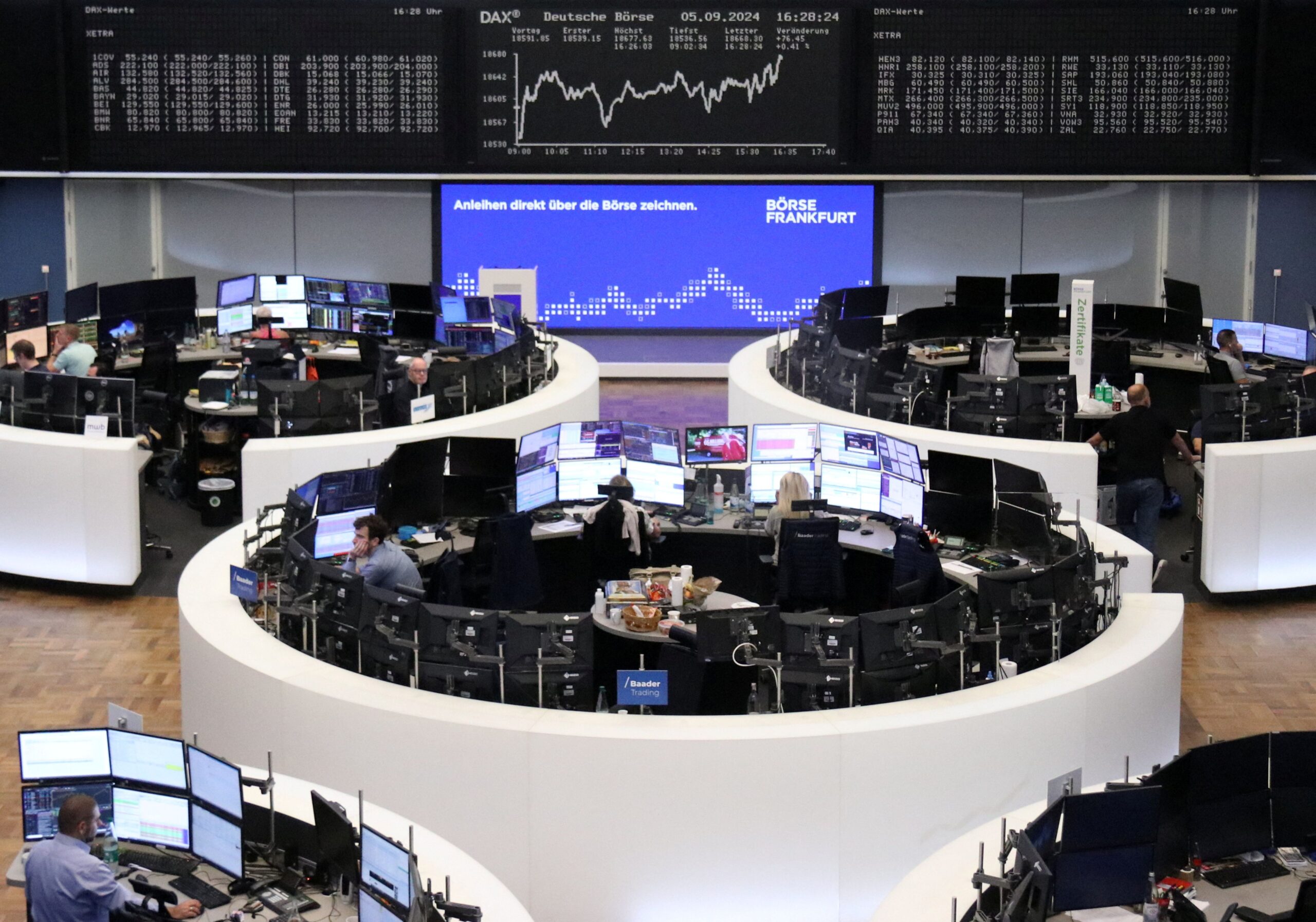 Bolsas da Europa operam em baixa, após decepção com medidas da China e vendas da Richemont