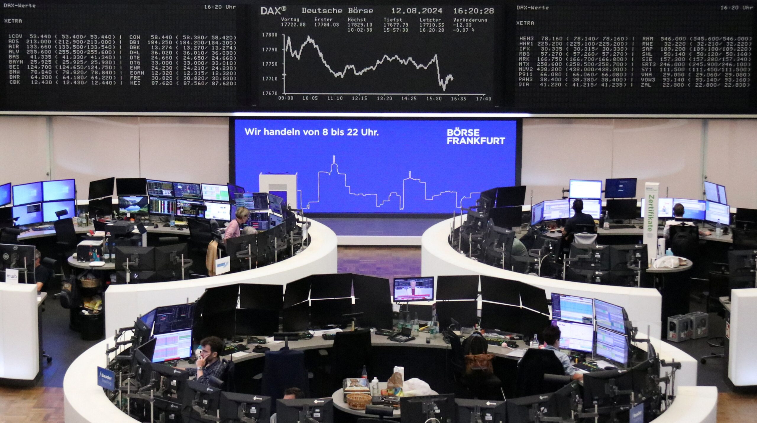 Bolsas da Europa caem com inflação acima do esperado e balanços