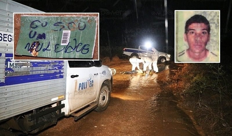 Jovem é executado na margem de estrada e facção deixa bilhete: “Eu sou moleque”