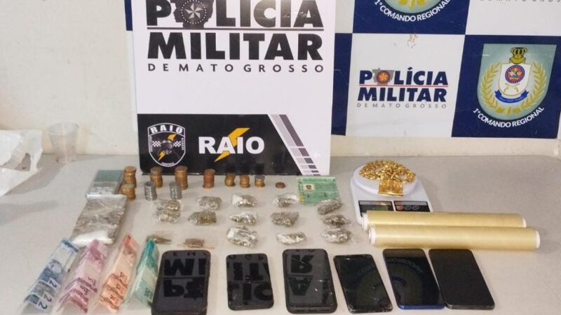 PM prende três pessoas por tráfico e apreende 39 porções de drogas em Cuiabá