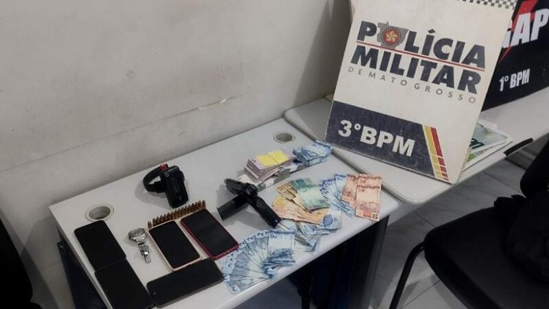 Criminoso armado é preso pela PM por roubo com reféns em farmácia em Cuiabá