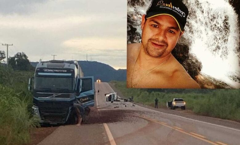 Empresário morre após bater carro em carreta na rodovia MT-100