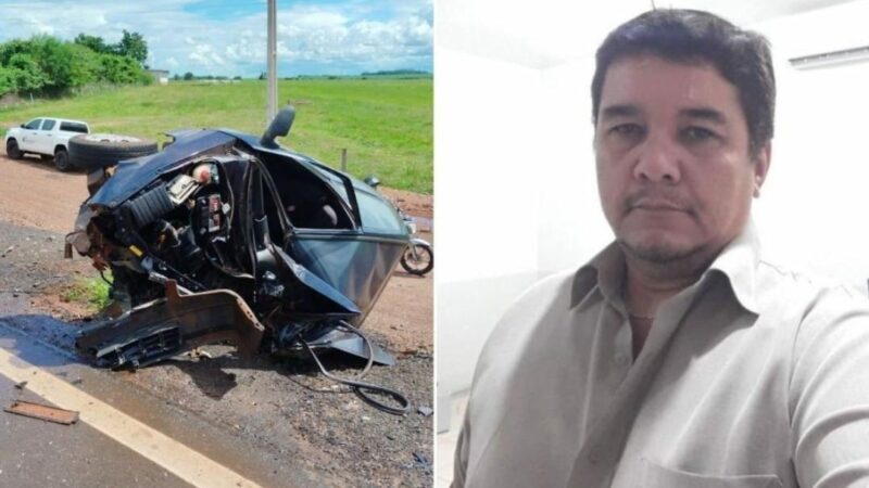 Professor morre em colisão entre Uno e caminhão na MT-358; carro ficou destruído