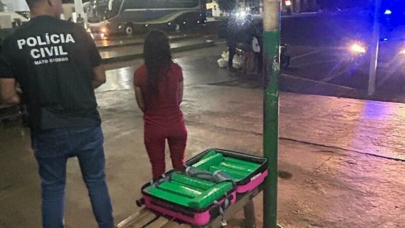 Polícia Civil prende mulher em rodoviária com 16 quilos de drogas em mala