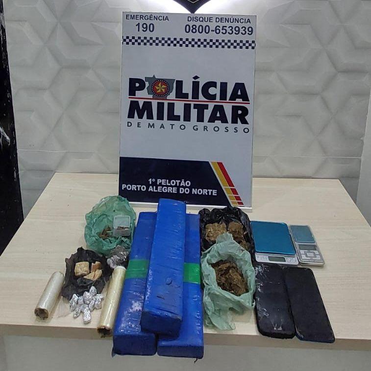 Três membros de facção são presos pela PM por tráfico de drogas em Porto Alegre do Norte