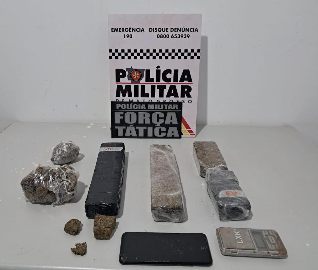 Força Tática prende homem e apreende adolescente com tabletes de maconha em Tangará da Serra