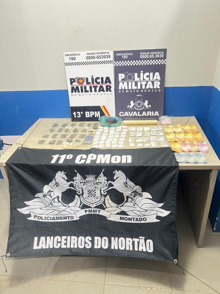 Cavalaria da PM prende três faccionados por tráfico de drogas e apreende 82 porções de entorpecentes