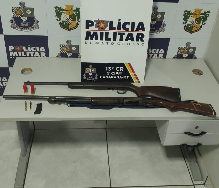 Polícia Militar prende homem por atirar em cachorro e apreende armas na zona rural de Canarana