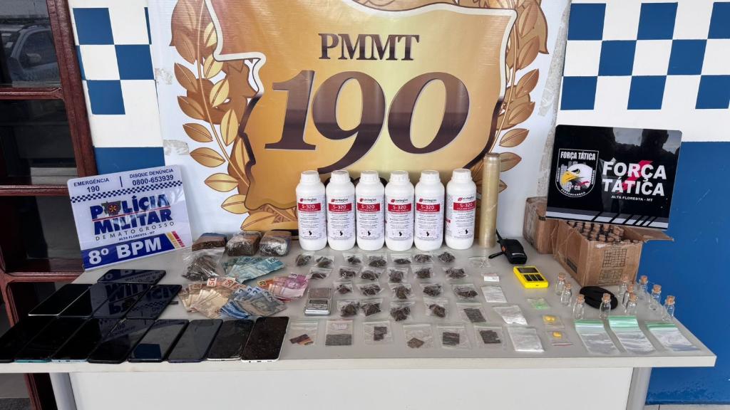 Força Tática prende dois suspeitos e apreende adolescente por tráfico de drogas em Alta Floresta