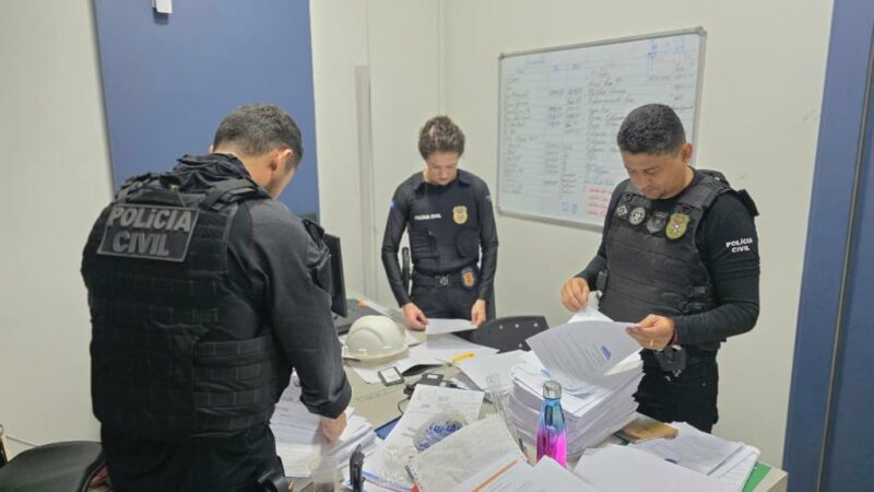 Polícia Civil cumpre ordens judiciais contra empresa investigada por fraude em obras de escolas em Guarantã do Norte