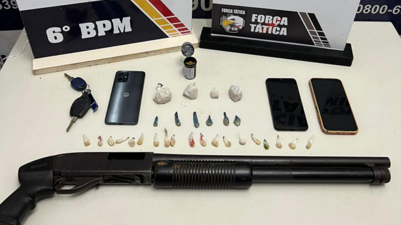 Polícia Militar detém três faccionados com espingarda e drogas em Cáceres